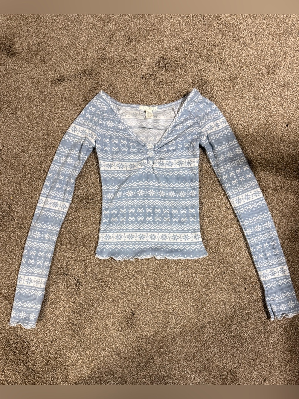 FULL TILT Womens Long Sleeve Thermal Henley Top